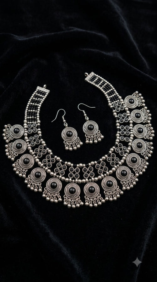 Black Oxidised Silver Choker Set product image