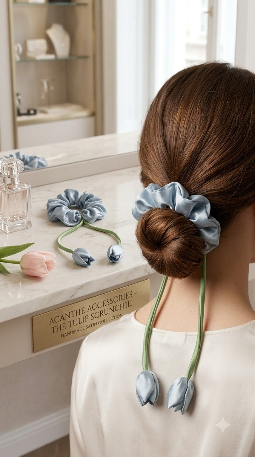 Light Blue Tulip Satin Scrunchie