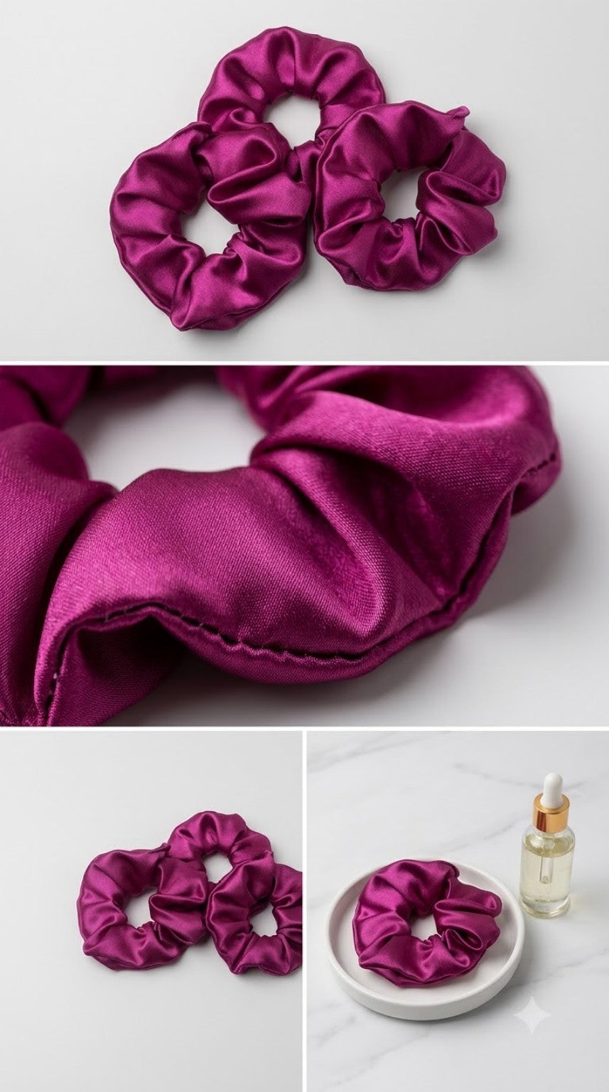 Magenta Satin Scrunchie