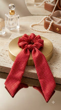 Red Polka Dot Bow Scrunchie