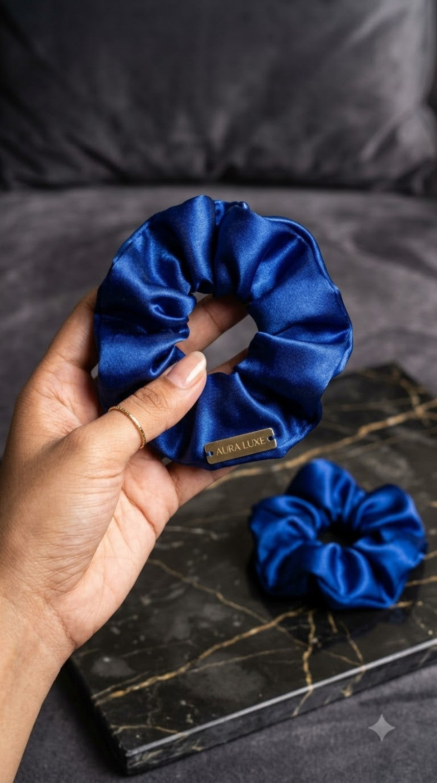 Royal Blue Satin Scrunchie